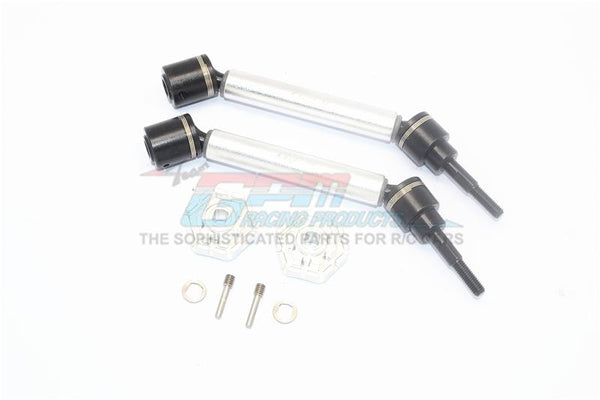 Traxxas 1/10 Maxx 4WD Monster Truck Harden Steel + Aluminum Front Or Rear Adjustable CVD Drive Shaft + Hex Adapter - 1Pr Set Silver