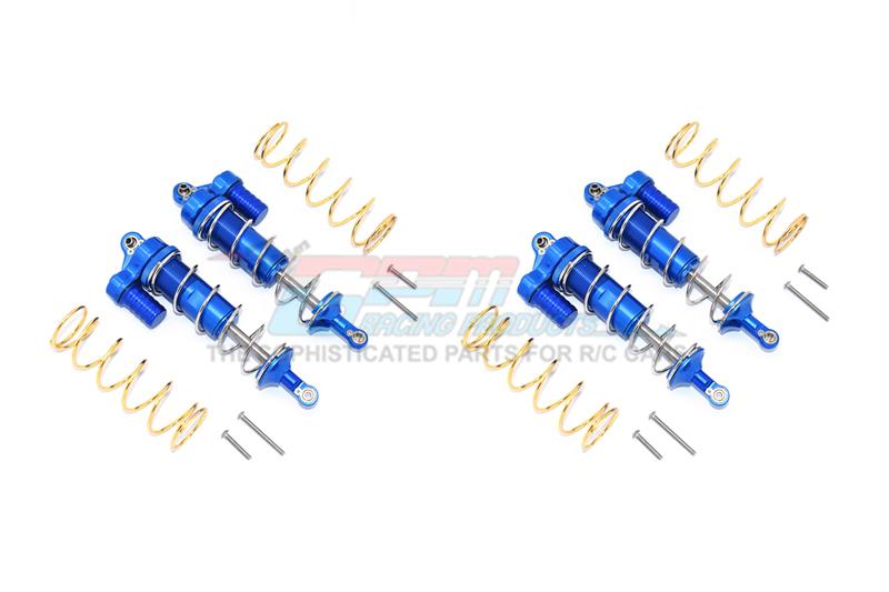 Traxxas 1/10 Maxx 4WD Monster Truck Aluminum Front & Rear L-Shape Piggy Back Spring Dampers 125mm - 2 Pair Set Blue