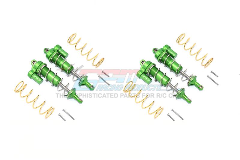 Traxxas 1/10 Maxx 4WD Monster Truck Aluminum Front & Rear L-Shape Piggy Back Spring Dampers 125mm - 2 Pair Set Green