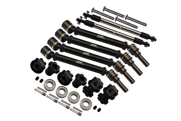 Aluminum Upgrade Combo Set Suitable For +20mm Widening Kit (CVD Drive Shaft + Hex Adapter + Wheel Lock + Front Steering Tie Rod) For Traxxas 1:10 4WD MAXX 89076-4 / 4WD MAXX with WideMaxx 89086-4 - Black