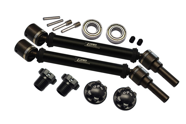 GPM For Traxxas 1/10 Maxx 4WD Monster Truck Upgrade Parts Harden Steel+Aluminum Front Or Rear Adjustable CVD Drive Shaft + Hex Adapter + Wheel Lock (Suitable For +20mm Widening Kit) - 14Pc Set Black