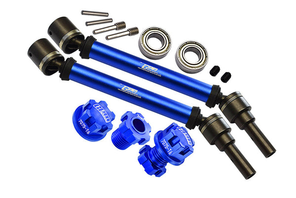 Harden Steel + Aluminum Front Or Rear Adjustable CVD Drive Shaft + Hex Adapter + Wheel Lock (Suitable For +20mm Widening Kit) For Traxxas 1:10 4WD MAXX 89076-4 / MAXX with WideMaxx 89086-4 Upgrades - Blue