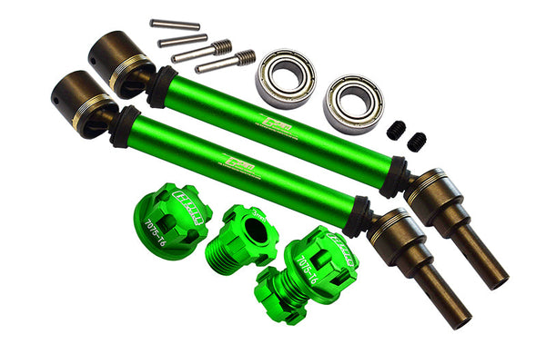 Harden Steel + Aluminum Front Or Rear Adjustable CVD Drive Shaft + Hex Adapter + Wheel Lock (Suitable For +20mm Widening Kit) For Traxxas 1:10 4WD MAXX 89076-4 / MAXX with WideMaxx 89086-4 Upgrades - Green