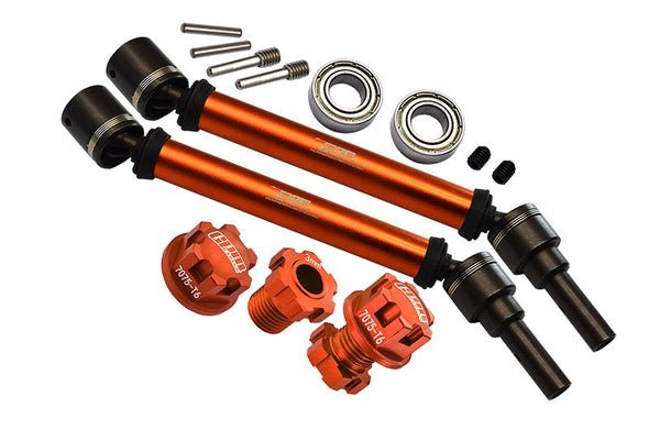 Harden Steel + Aluminum Front Or Rear Adjustable CVD Drive Shaft + Hex Adapter + Wheel Lock (Suitable For +20mm Widening Kit) For Traxxas 1:10 4WD MAXX 89076-4 / MAXX with WideMaxx 89086-4 Upgrades - Orange