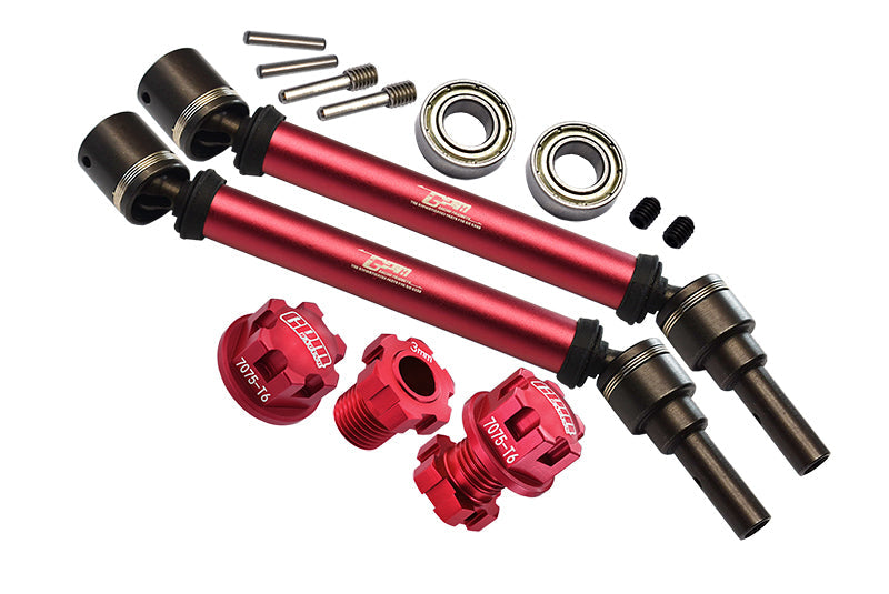 Harden Steel + Aluminum Front Or Rear Adjustable CVD Drive Shaft + Hex Adapter + Wheel Lock (Suitable For +20mm Widening Kit) For Traxxas 1:10 4WD MAXX 89076-4 / MAXX with WideMaxx 89086-4 Upgrades - Red