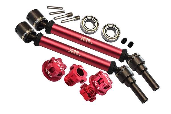 Harden Steel + Aluminum Front Or Rear Adjustable CVD Drive Shaft + Hex Adapter + Wheel Lock (Suitable For +20mm Widening Kit) For Traxxas 1:10 4WD MAXX 89076-4 / MAXX with WideMaxx 89086-4 Upgrades - Red