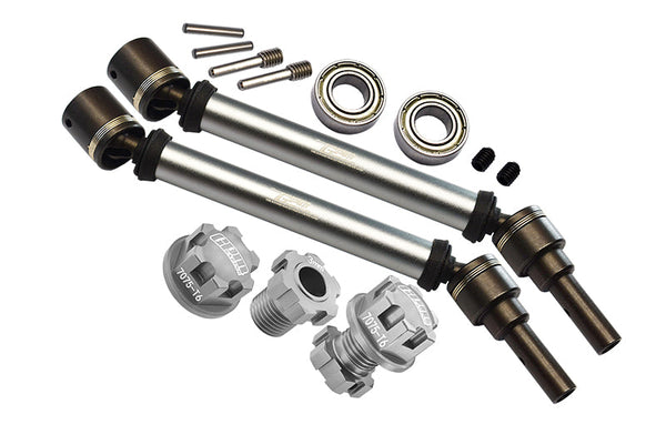 Harden Steel + Aluminum Front Or Rear Adjustable CVD Drive Shaft + Hex Adapter + Wheel Lock (Suitable For +20mm Widening Kit) For Traxxas 1:10 4WD MAXX 89076-4 / MAXX with WideMaxx 89086-4 Upgrades - Silver