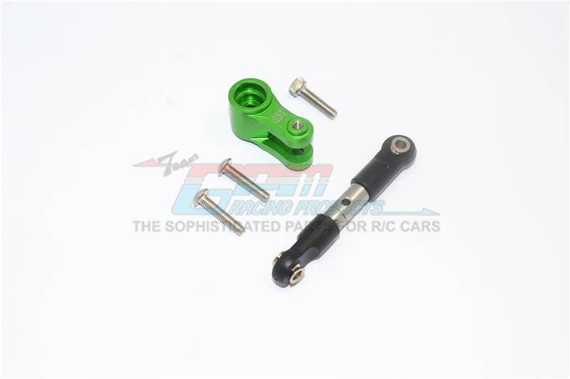 Traxxas 1/10 Maxx 4WD Monster Truck Stainless Steel Tie Rod + 25T Aluminum Servo Horn - 2Pc Set Green