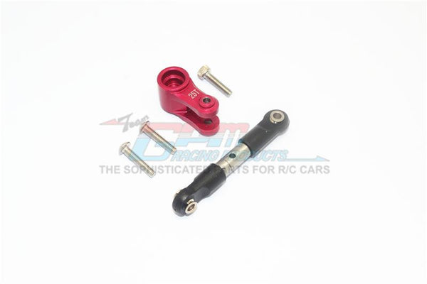 Traxxas 1/10 Maxx 4WD Monster Truck Stainless Steel Tie Rod + 25T Aluminum Servo Horn - 2Pc Set Red