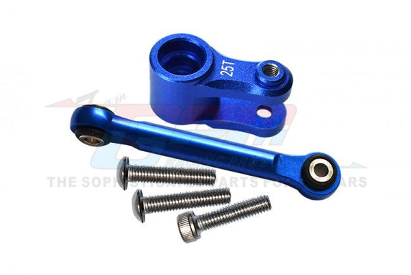 Aluminum Servo Horn 25T With Tie Rod For Traxxas 1/10 Maxx 4WD Monster Truck 89076-4 - 5Pc Set Blue