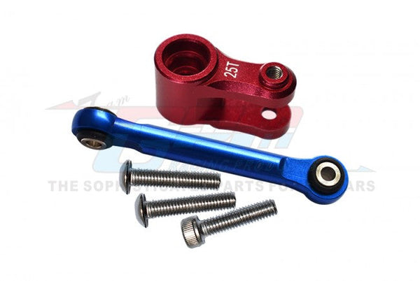 Aluminum Servo Horn 25T With Tie Rod For Traxxas 1/10 Maxx 4WD Monster Truck 89076-4 - 5Pc Set Red