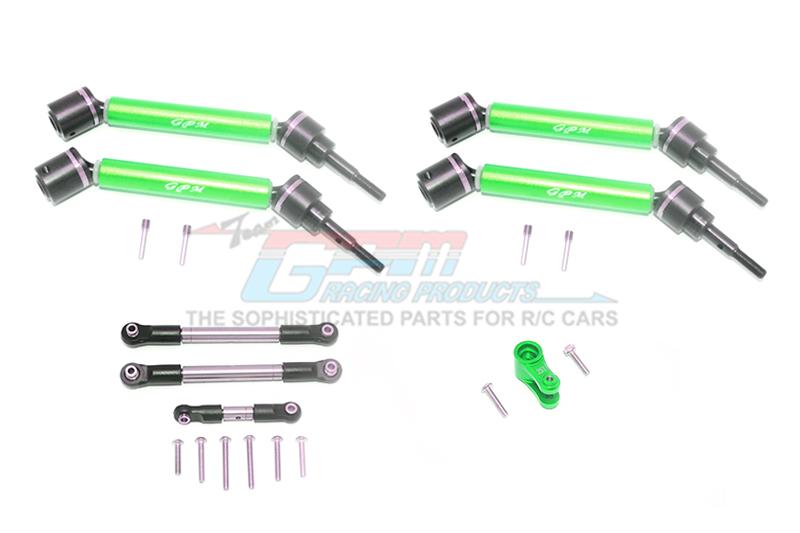 Traxxas 1/10 Maxx 4WD Monster Truck Stainless Steel Tie Rod + 25T Servo Horn & Steel+Aluminum Front + Rear Adjustable Cvd Drive Shaft - 20Pc Set Green
