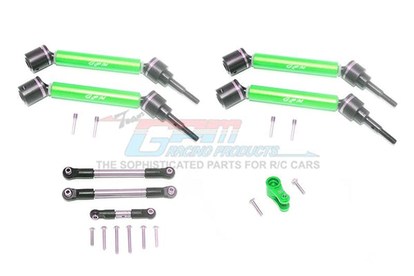 Traxxas 1/10 Maxx 4WD Monster Truck Stainless Steel Tie Rod + 25T Servo Horn & Steel+Aluminum Front + Rear Adjustable Cvd Drive Shaft - 20Pc Set Green