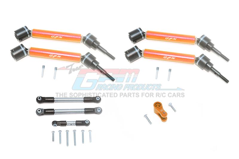 Traxxas 1/10 Maxx 4WD Monster Truck Stainless Steel Tie Rod + 25T Servo Horn & Steel+Aluminum Front + Rear Adjustable Cvd Drive Shaft - 20Pc Set Orange