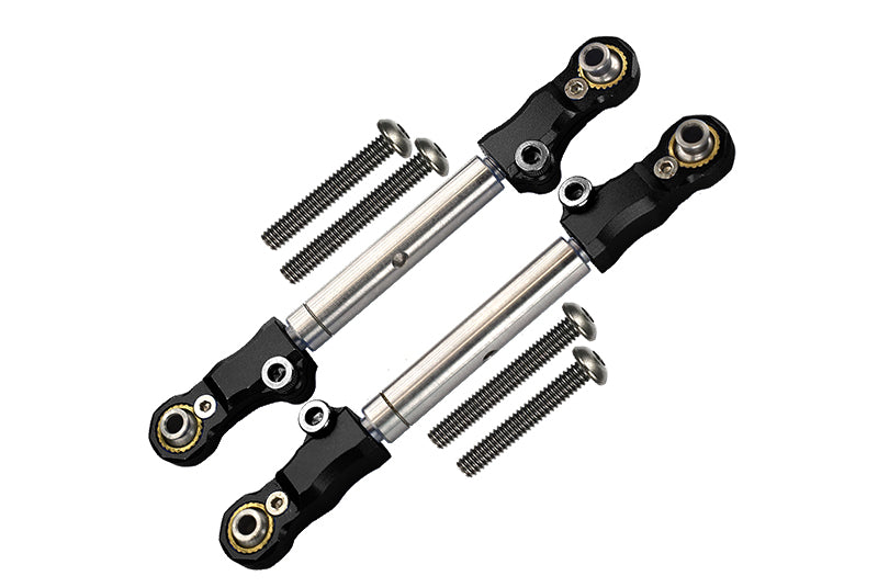 Traxxas 1/10 Maxx 4WD Monster Truck Aluminum+Stainless Steel Adjustable Front Steering Tie Rod - 2Pc Set Black