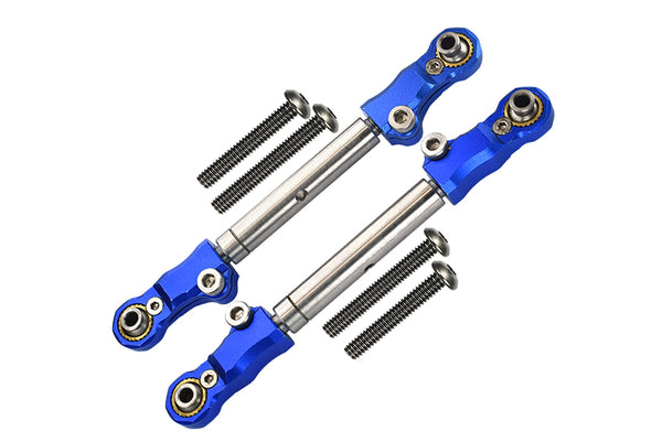 Aluminum+Stainless Steel Adjustable Front Steering Tie Rod For Traxxas 1:10 Maxx 4WD Monster Truck-89076-4 / 1:8 4WD Maxx Slash 6S Brushless Short Course Truck-102076-4 Upgrades - Blue