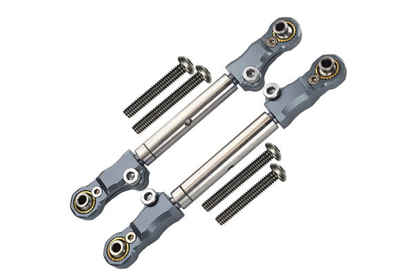 Traxxas 1/10 Maxx 4WD Monster Truck Aluminum+Stainless Steel Adjustable Front Steering Tie Rod - 2Pc Set Gray Silver