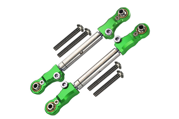 Traxxas 1/10 Maxx 4WD Monster Truck Aluminum+Stainless Steel Adjustable Front Steering Tie Rod - 2Pc Set Green