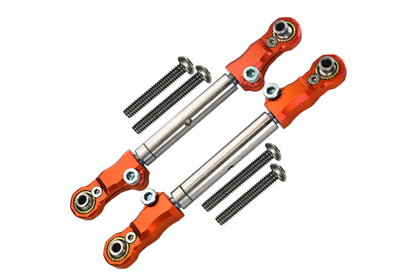 Traxxas 1/10 Maxx 4WD Monster Truck Aluminum+Stainless Steel Adjustable Front Steering Tie Rod - 2Pc Set Orange