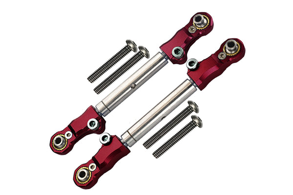 Traxxas 1/10 Maxx 4WD Monster Truck Aluminum+Stainless Steel Adjustable Front Steering Tie Rod - 2Pc Set Red