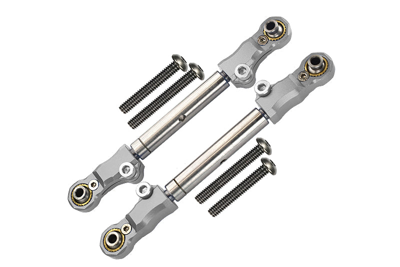 Traxxas 1/10 Maxx 4WD Monster Truck Aluminum+Stainless Steel Adjustable Front Steering Tie Rod - 2Pc Set Silver