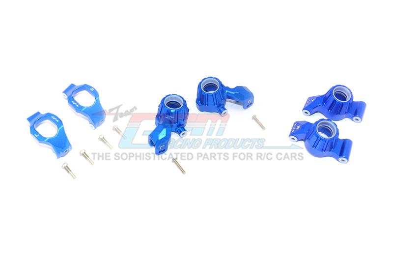 Traxxas 1/10 Maxx 4WD Monster Truck Aluminum Front C-Hubs + Front & Rear Knuckle Arms - 12Pc Set Blue