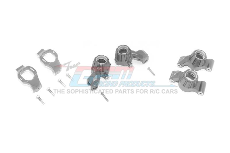 Traxxas 1/10 Maxx 4WD Monster Truck Aluminum Front C-Hubs + Front & Rear Knuckle Arms - 12Pc Set Gray Silver