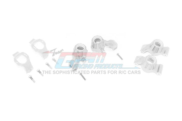 Traxxas 1/10 Maxx 4WD Monster Truck Aluminum Front C-Hubs + Front & Rear Knuckle Arms - 12Pc Set Silver