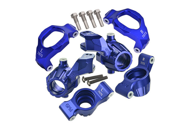 Aluminum 7075 Front C-Hubs & Front Steering Blocks & Rear Stub Axle Carriers Set For Traxxas 1:10 4WD MAXX 89076-4 / 4WD MAXX with WideMAXX 89086-4 Monster Truck Upgrades - Blue