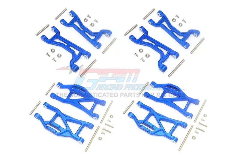 Traxxas 1/10 Maxx 4WD Monster Truck Aluminium Full Suspension Arm Set (Front + Rear & Upper + Lower Arms) - 56Pc Set Blue