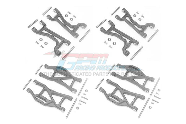 Traxxas 1/10 Maxx 4WD Monster Truck Aluminium Full Suspension Arm Set (Front + Rear & Upper + Lower Arms) - 56Pc Set Gray Silver