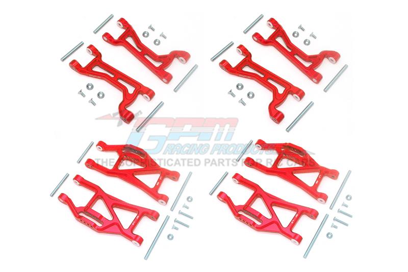Traxxas 1/10 Maxx 4WD Monster Truck Aluminium Full Suspension Arm Set (Front + Rear & Upper + Lower Arms) - 56Pc Set Red