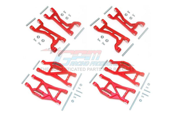 Traxxas 1/10 Maxx 4WD Monster Truck Aluminium Full Suspension Arm Set (Front + Rear & Upper + Lower Arms) - 56Pc Set Red
