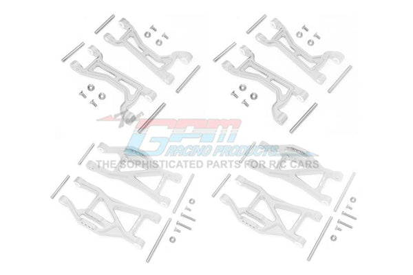 Traxxas 1/10 Maxx 4WD Monster Truck Aluminium Full Suspension Arm Set (Front + Rear & Upper + Lower Arms) - 56Pc Set Silver