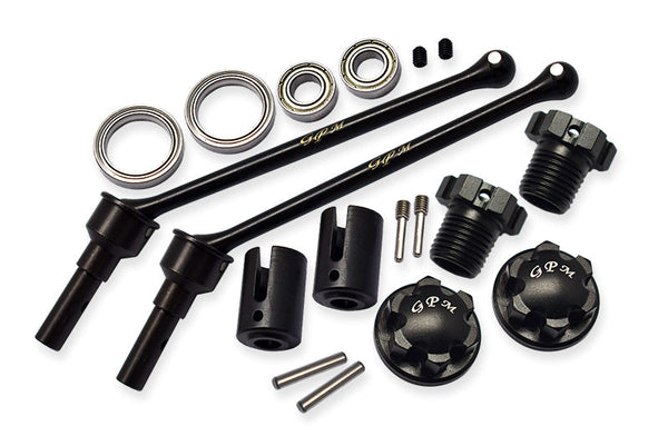 Hard Steel Front Or Rear Extend CVD Shaft (110mm) With Aluminum Wheel Lock & Hex Claw For Traxxas 1/10 Maxx With WideMAXX Monster Truck 89086-4 - 18Pc Set Black