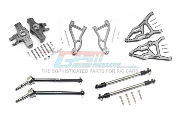 Traxxas Unlimited Desert Racer 4X4 (#85076-4) Aluminum Front Upper & Lower Arms + Knuckle Arms + Harden Steel CVD Drive Shaft + Sst Turnbuckles - 36Pc Set Gray Silver
