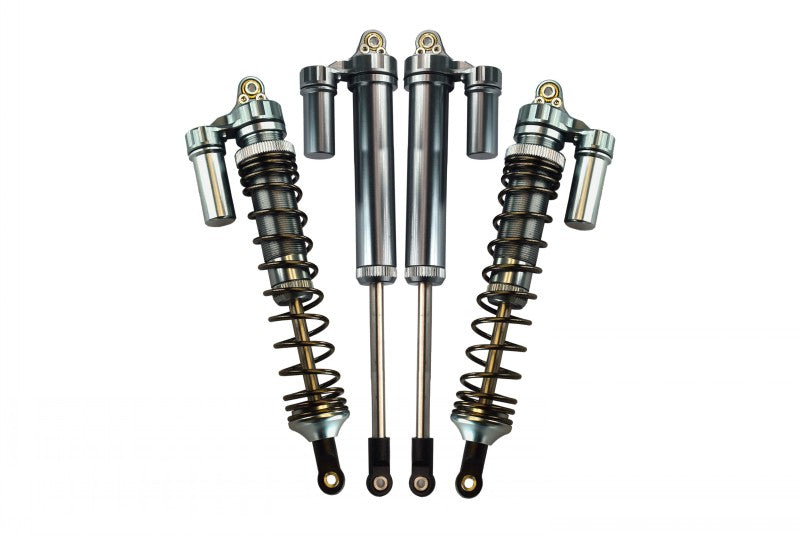 Traxxas Unlimited Desert Racer 4X4 (#85076-4) Aluminum Rear L-Shape Piggy Back Damper - 4Pc Set Gray Silver