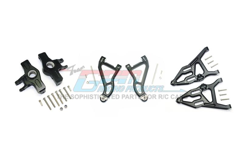 Traxxas Unlimited Desert Racer 4X4 (#85076-4) Aluminum Front Upper & Lower Arms + Knuckle Arms Set - 28Pc Set Black