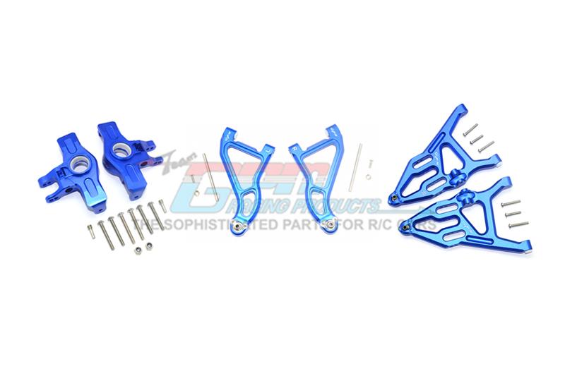 Traxxas Unlimited Desert Racer 4X4 (#85076-4) Aluminum Front Upper & Lower Arms + Knuckle Arms Set - 28Pc Set Blue