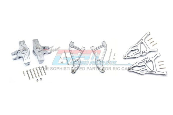 Traxxas Unlimited Desert Racer 4X4 (#85076-4) Aluminum Front Upper & Lower Arms + Knuckle Arms Set - 28Pc Set Gray Silver