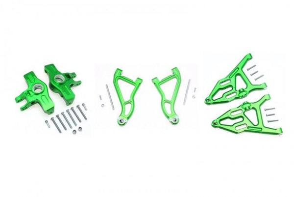 Traxxas Unlimited Desert Racer 4X4 (#85076-4) Aluminum Front Upper & Lower Arms + Knuckle Arms Set - 28Pc Set Green