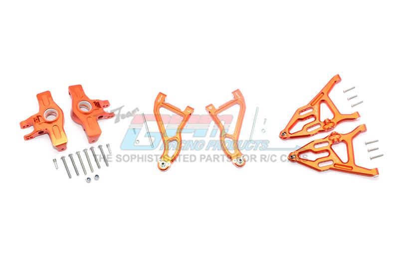 Traxxas Unlimited Desert Racer 4X4 (#85076-4) Aluminum Front Upper & Lower Arms + Knuckle Arms Set - 28Pc Set Orange