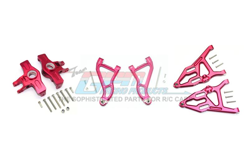 Traxxas Unlimited Desert Racer 4X4 (#85076-4) Aluminum Front Upper & Lower Arms + Knuckle Arms Set - 28Pc Set Red