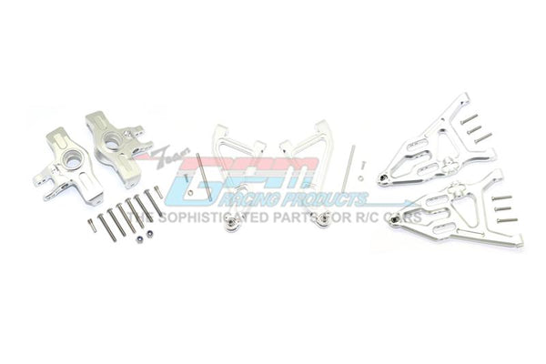 Traxxas Unlimited Desert Racer 4X4 (#85076-4) Aluminum Front Upper & Lower Arms + Knuckle Arms Set - 28Pc Set Silver