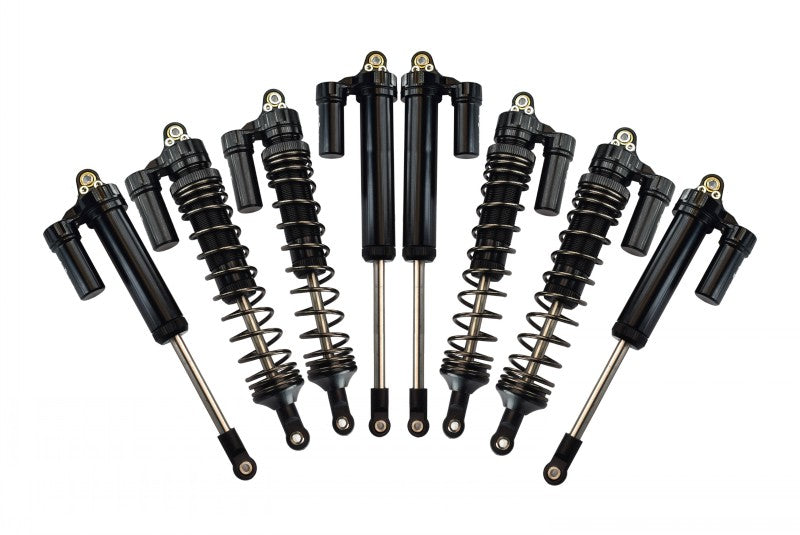 Traxxas Unlimited Desert Racer 4X4 (#85076-4) Aluminum Front+Rear L-Shape Piggy Back Damper - 8Pc Set Black