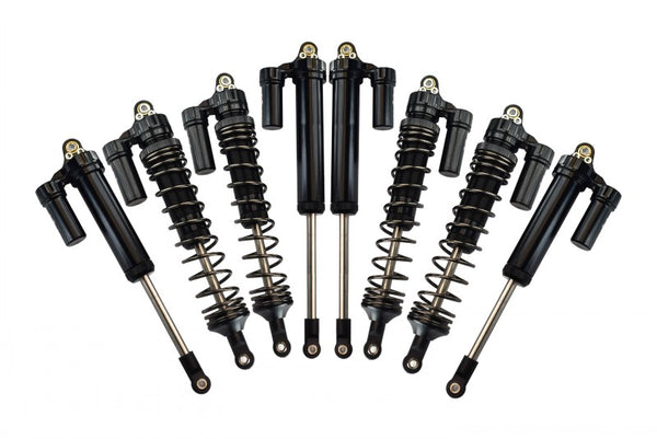 Traxxas Unlimited Desert Racer 4X4 (#85076-4) Aluminum Front+Rear L-Shape Piggy Back Damper - 8Pc Set Black