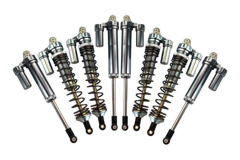 Traxxas Unlimited Desert Racer 4X4 (#85076-4) Aluminum Front+Rear L-Shape Piggy Back Damper - 8Pc Set Gray Silver