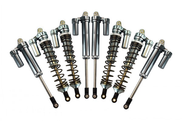 Traxxas Unlimited Desert Racer 4X4 (#85076-4) Aluminum Front+Rear L-Shape Piggy Back Damper - 8Pc Set Gray Silver