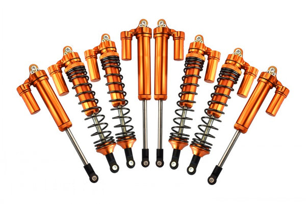 Traxxas Unlimited Desert Racer 4X4 (#85076-4) Aluminum Front+Rear L-Shape Piggy Back Damper - 8Pc Set Orange