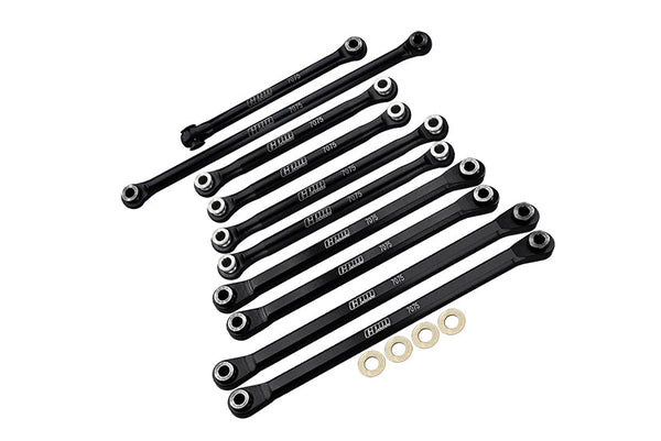 Axial 1/18 UTB18 Capra 4WD Unlimited Trail Buggy AXI01002 Aluminum 7075-T6 Front & Rear Chassis Links Parts Tree + Front Steering Link Rod - Black